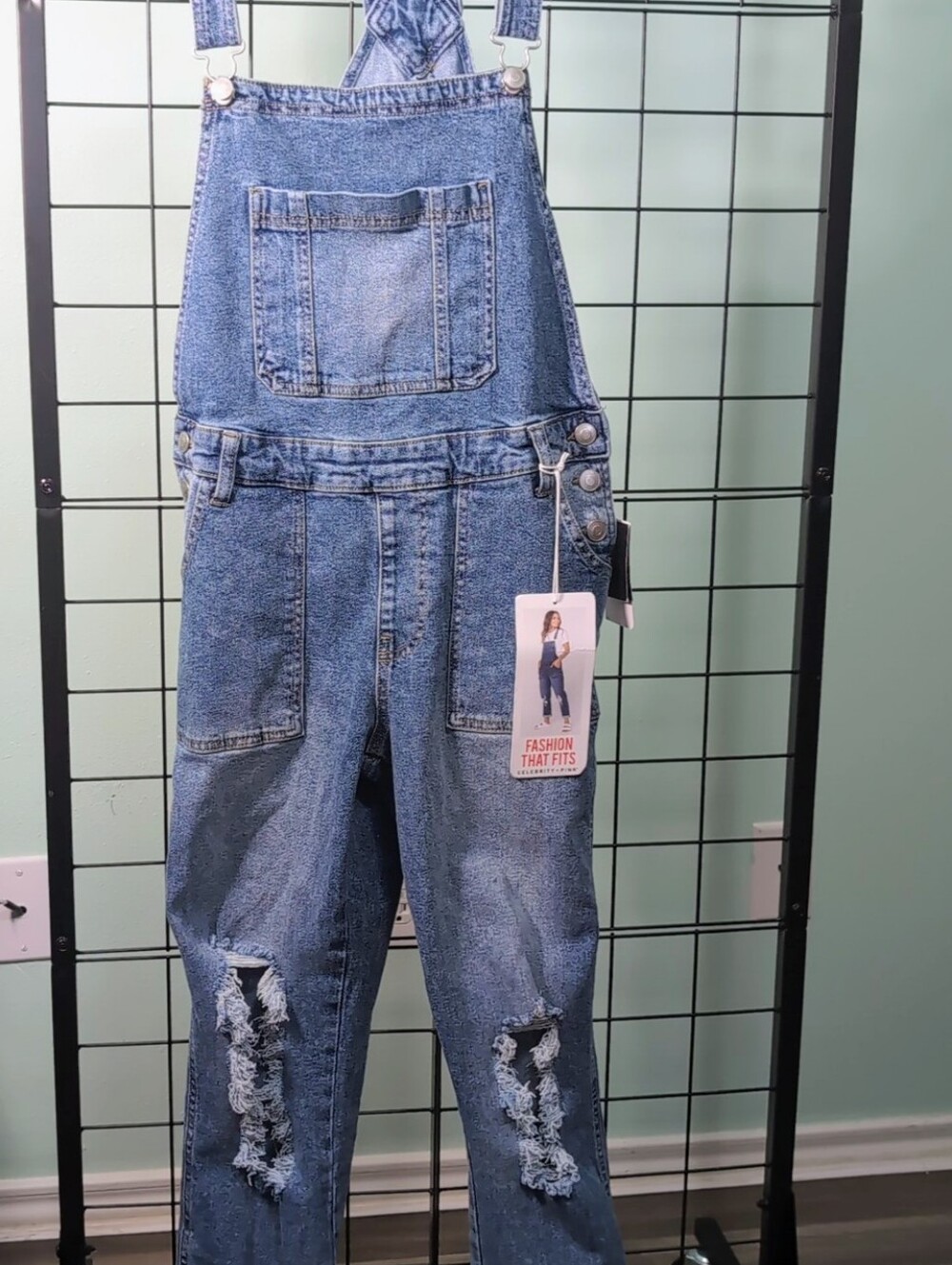 Celebrity Pink Distressed Denim Overalls – Size S – NWT